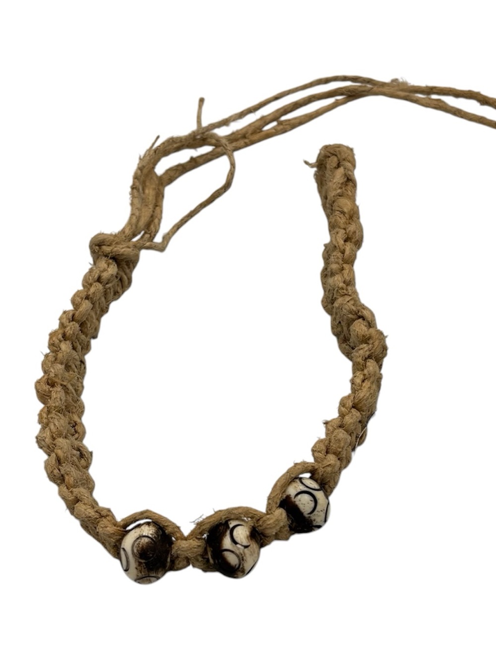 15.5” Handmade Thick Hemp 6.5” Adjustable Necklace W/ Glass Pendant